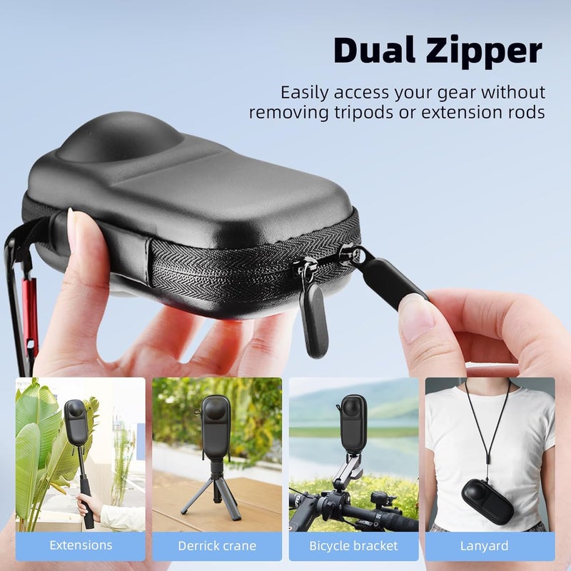 BRDRC Carrying Case for Insta 360 X4 X5 (for Original Lens Cap), Portable Small Storage Bag Protective Cover Hard Shell Travel Protector with Wrist Strap Carabiner for Insta360 X4 X5 Accessories - Image 4